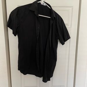 H2H black shirt sleeve dress shirt